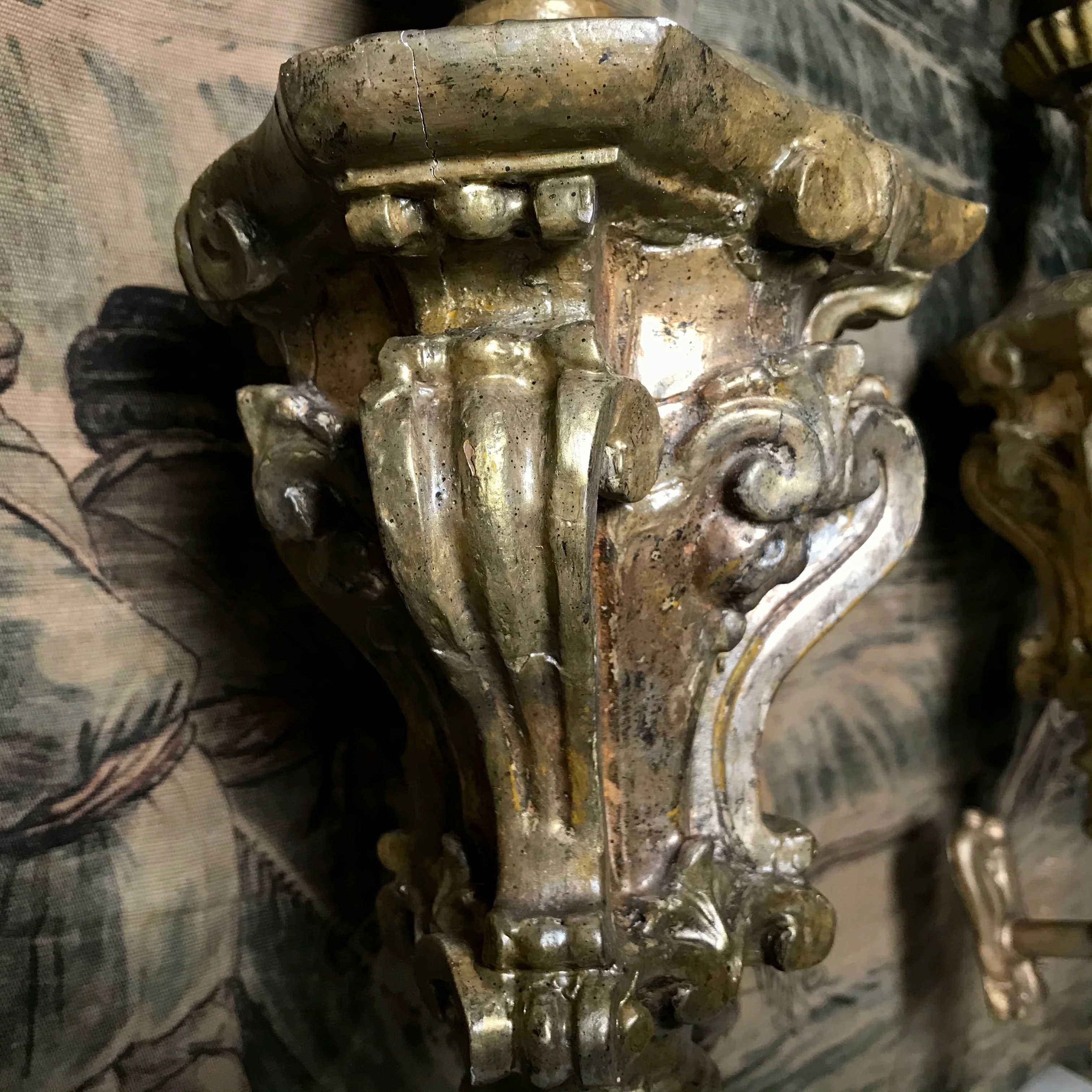18th Century Italian Gilded Torchère Wall Lights - Image 6
