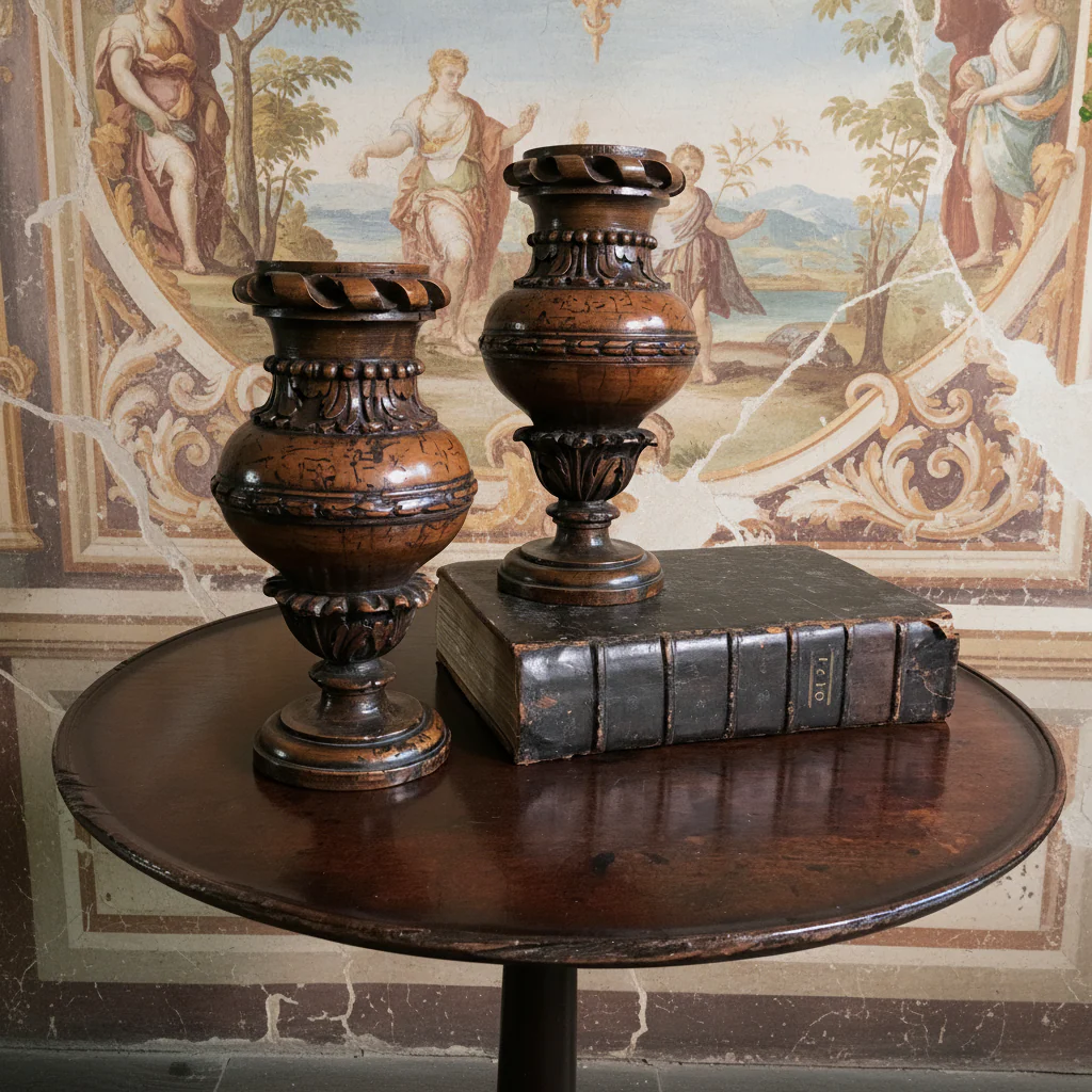A Pair of Italian Renaissance Turned and Carved Walnut Altar Vases
Lombardy or Emilia c.1570–1600 - Image 3