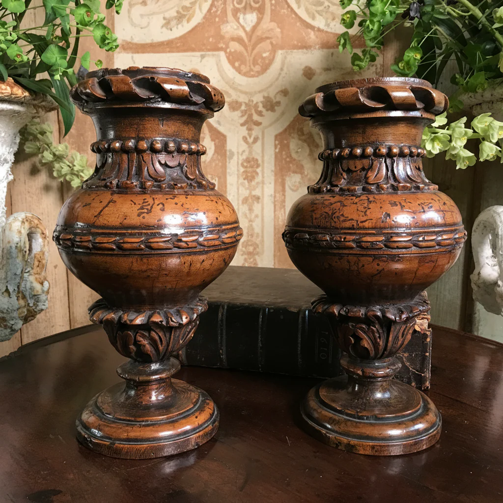 A Pair of Italian Renaissance Turned and Carved Walnut Altar Vases
Lombardy or Emilia c.1570–1600 - Image 4