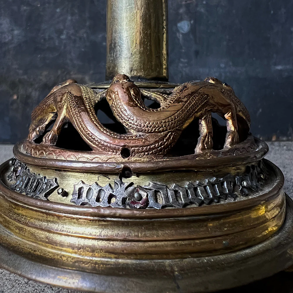 A Very Rare Gilt Copper Pricket Candlestick 13th Century Limoges & Later from renowned Collection of Nicolas Landau - Image 3