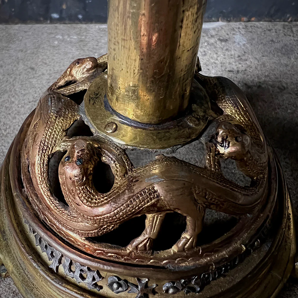 A Very Rare Gilt Copper Pricket Candlestick 13th Century Limoges & Later from renowned Collection of Nicolas Landau - Image 4