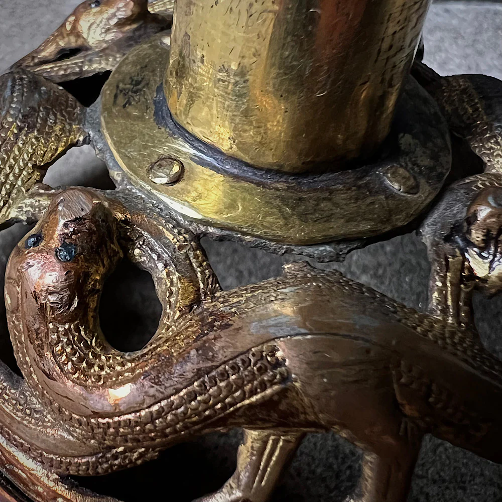 A Very Rare Gilt Copper Pricket Candlestick 13th Century Limoges & Later from renowned Collection of Nicolas Landau - Image 6
