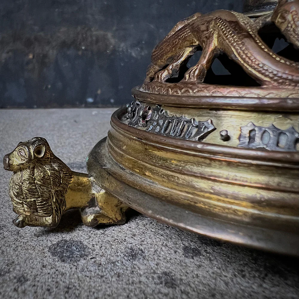 A Very Rare Gilt Copper Pricket Candlestick 13th Century Limoges & Later from renowned Collection of Nicolas Landau - Image 9