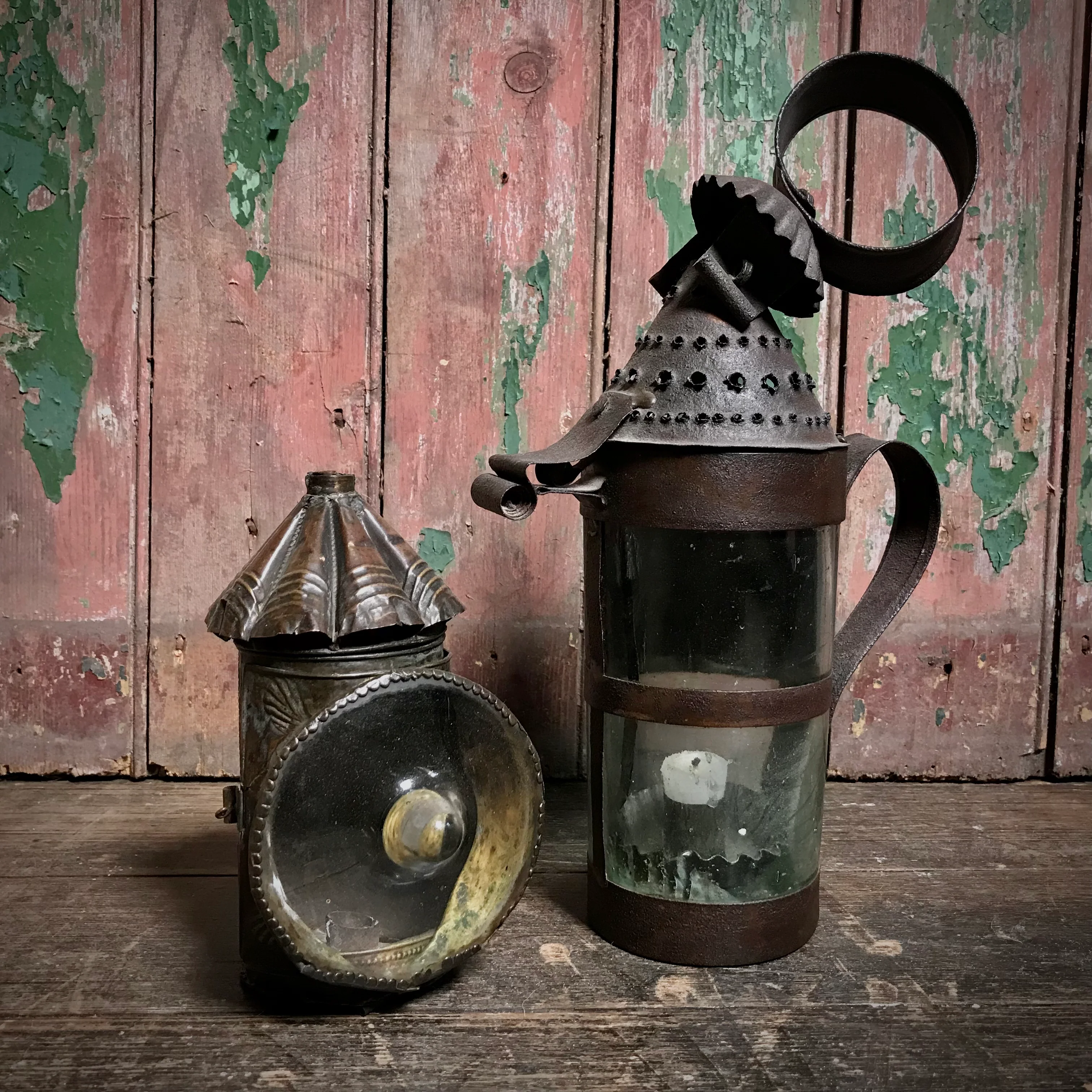 An 18th Century Pierced Sheet Iron Pendant “Tumbler” Lantern - Image 11