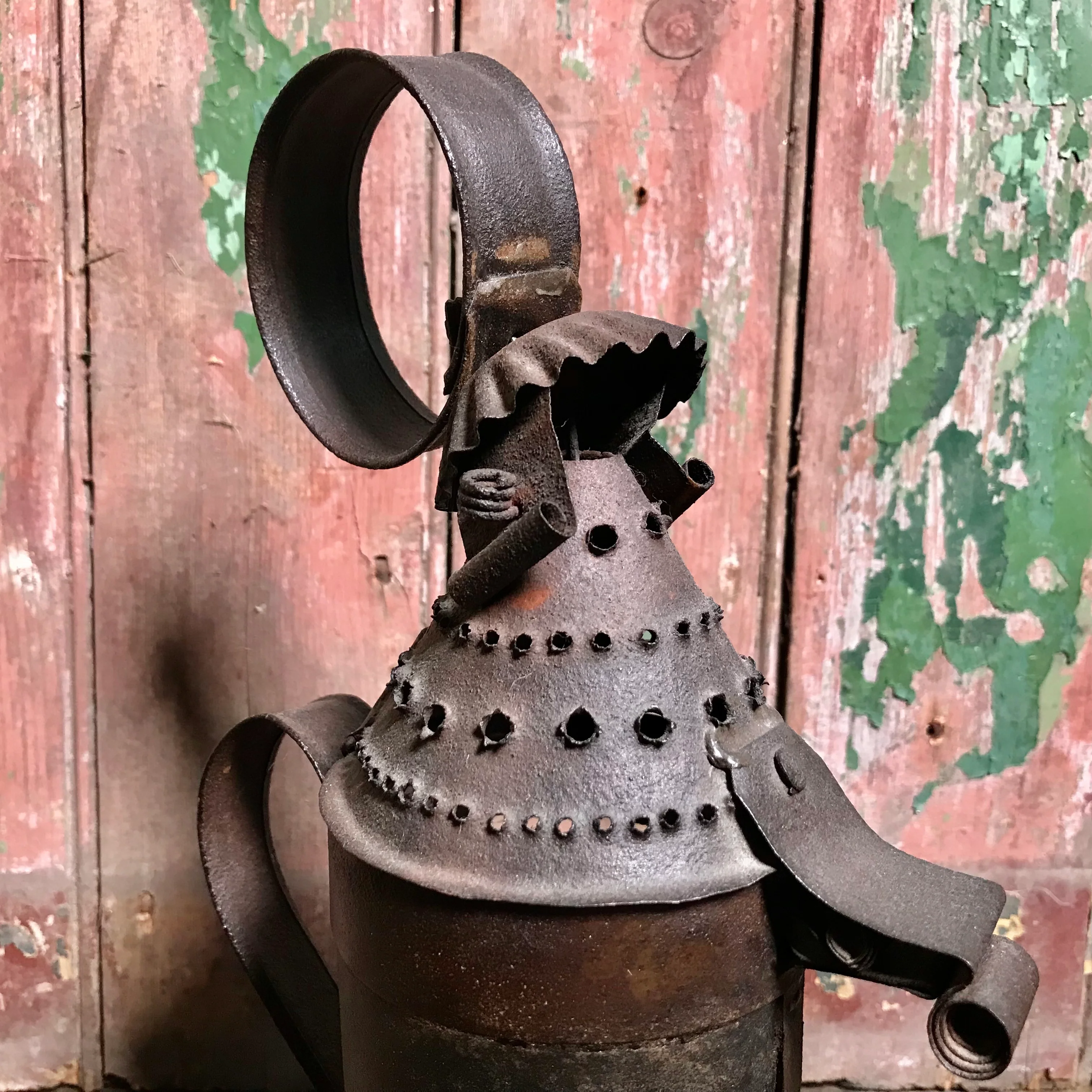 An 18th Century Pierced Sheet Iron Pendant “Tumbler” Lantern - Image 4