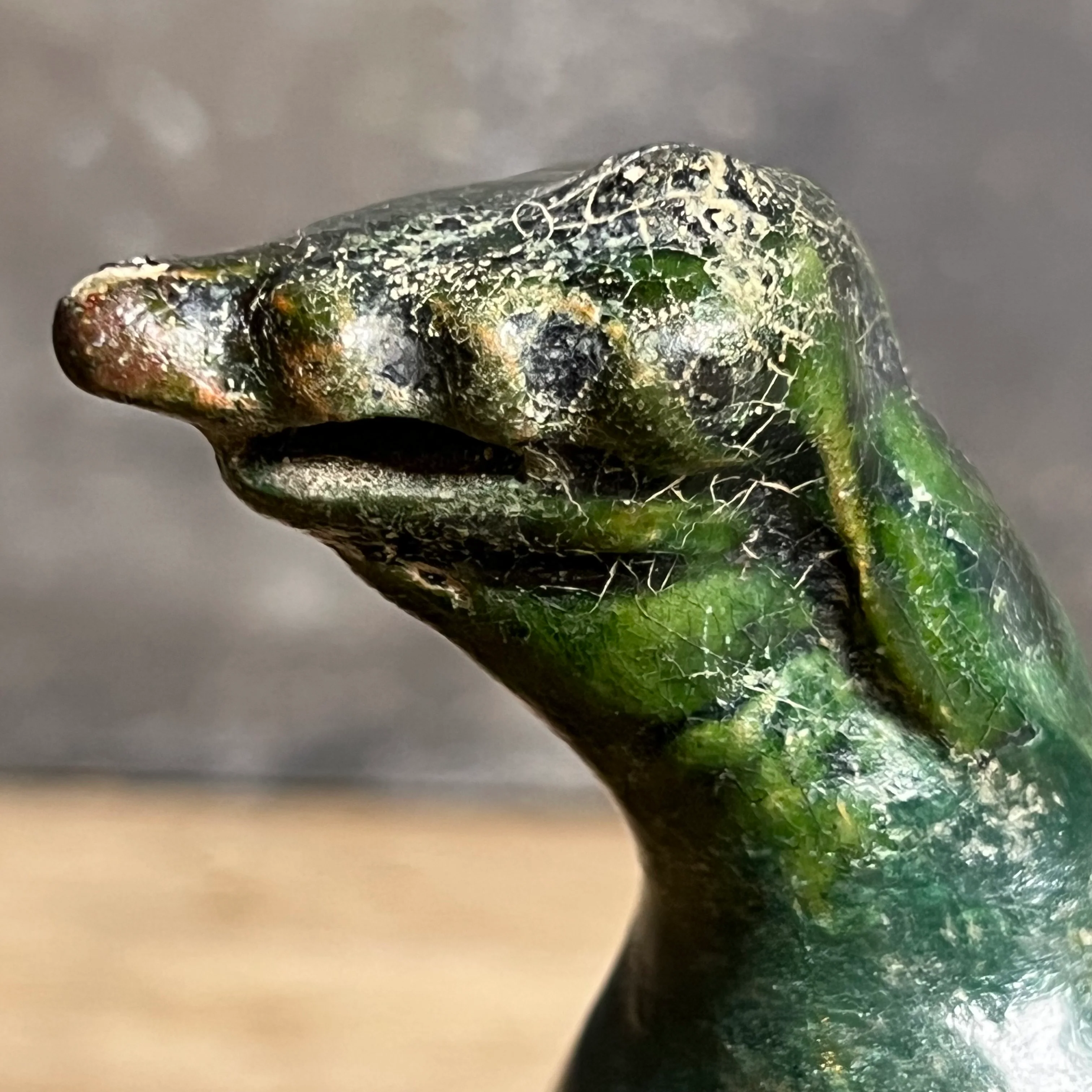 An Early Islamic Green-Glazed Pottery Oil Lamp in the Form of a Bird, Syria (Bilād al-Shām), 8th–9th century - Image 6