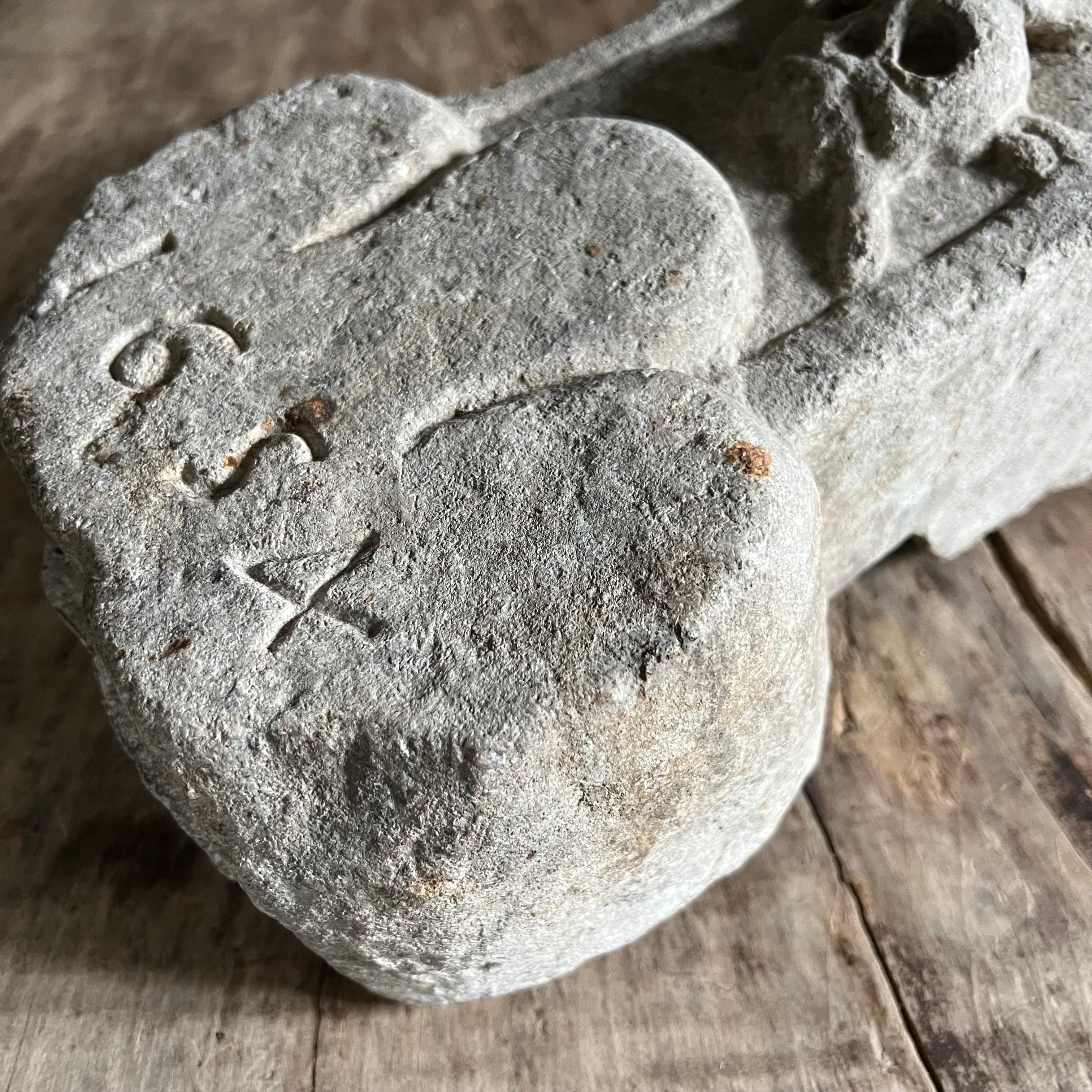 Carved Stone Italian Plague Marker d.1654 - Image 9