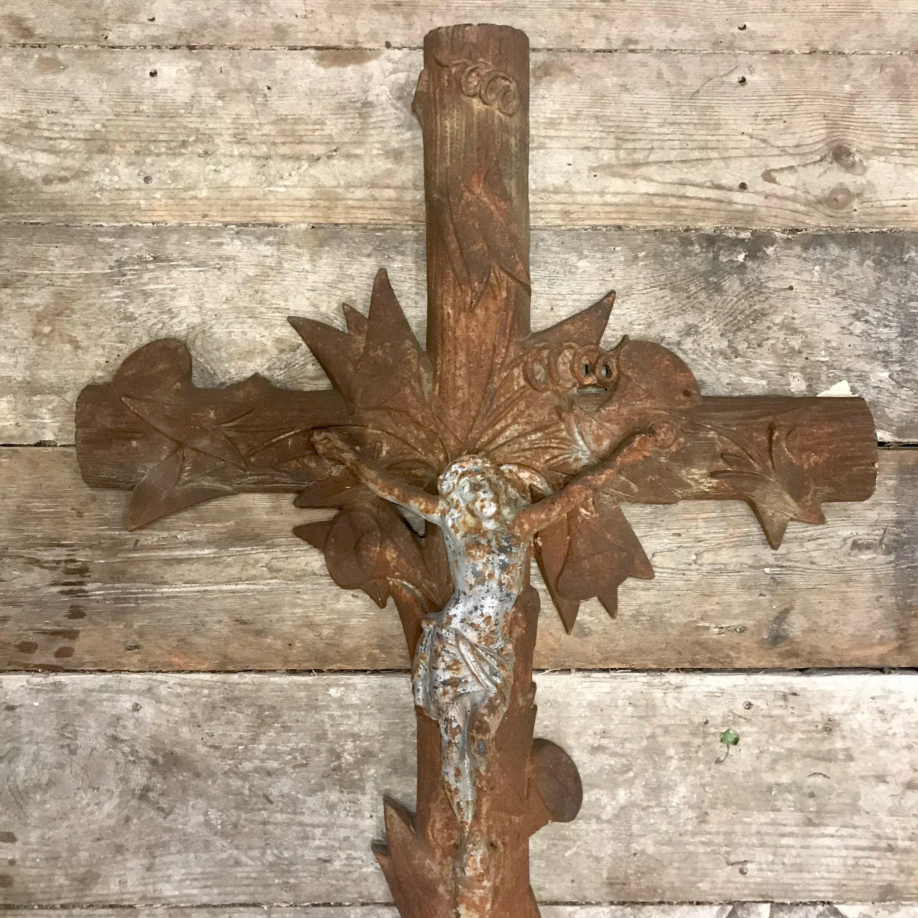Cast Iron French Crucifix c.1880 - Image 3