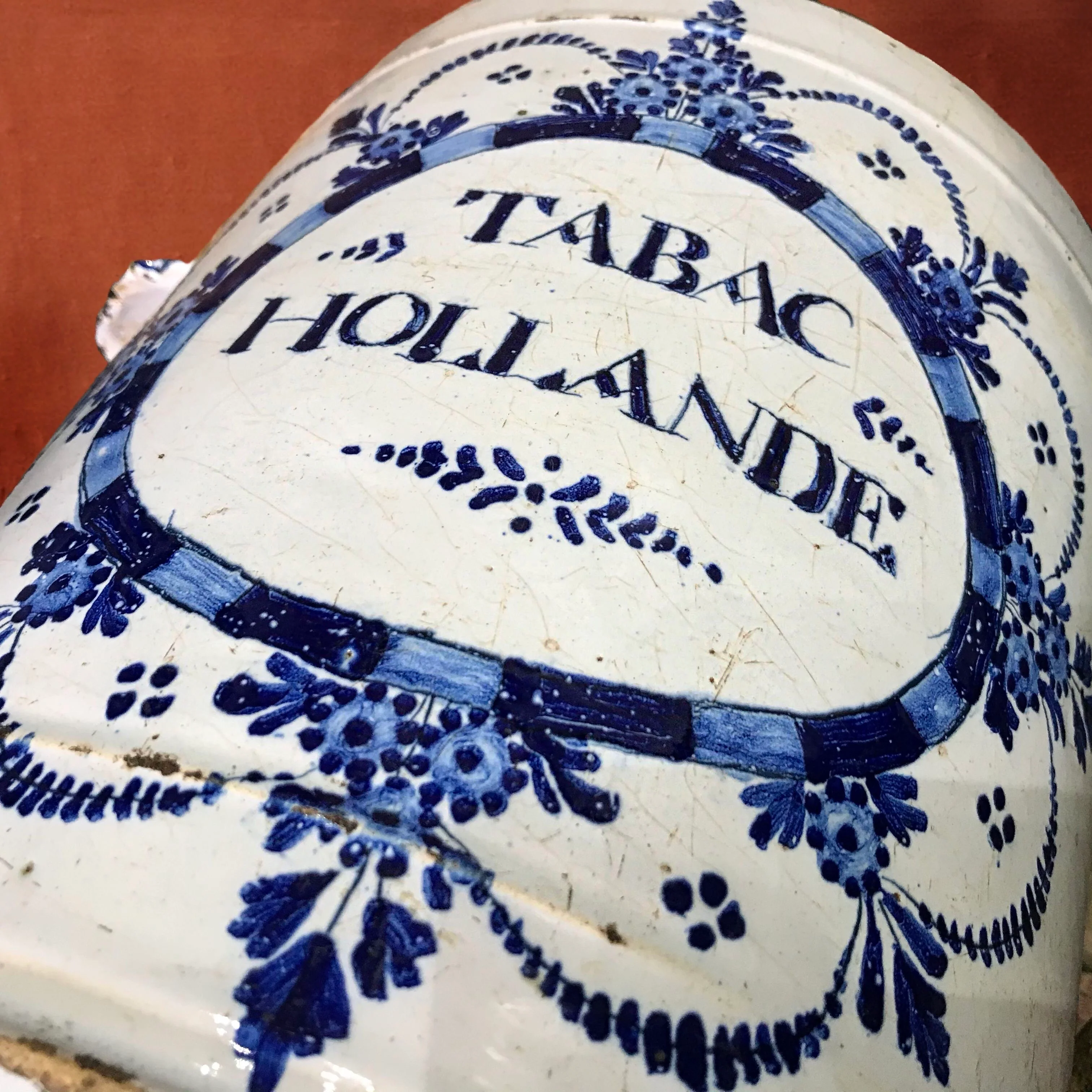 A Dutch Delft “Tabac Hollande” Jar with Original Brass Lid, c.1700 - Image 3