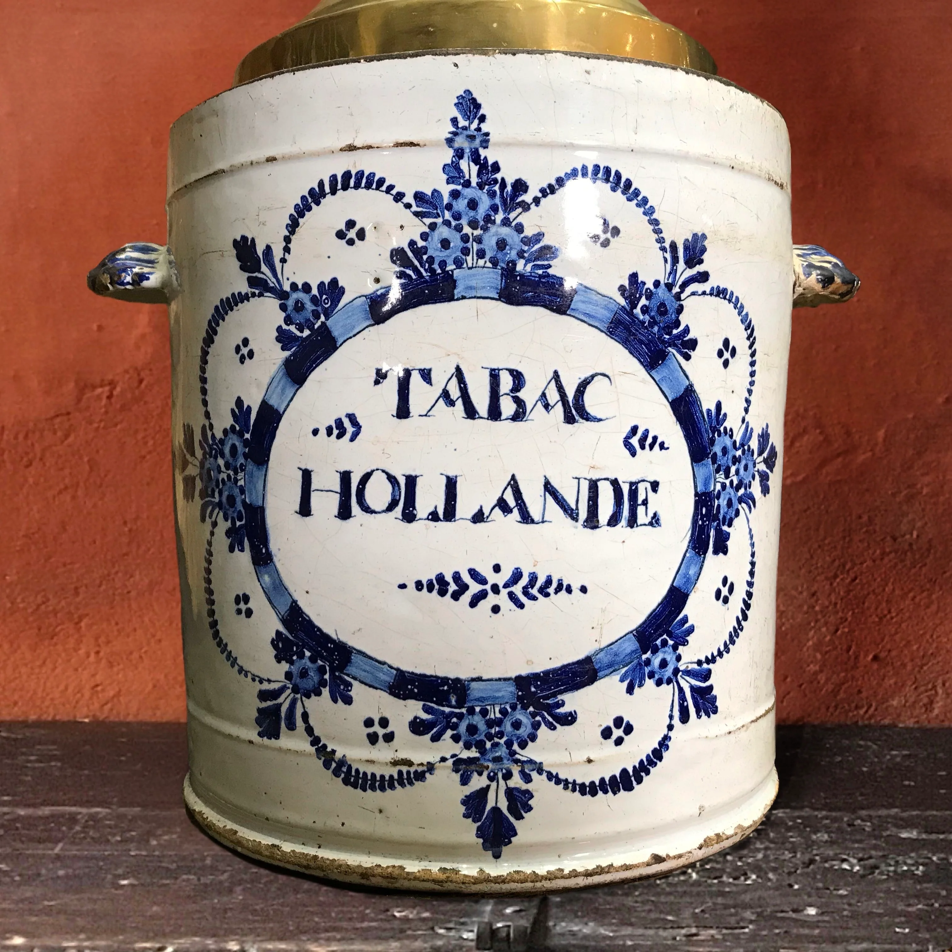 A Dutch Delft “Tabac Hollande” Jar with Original Brass Lid, c.1700 - Image 6