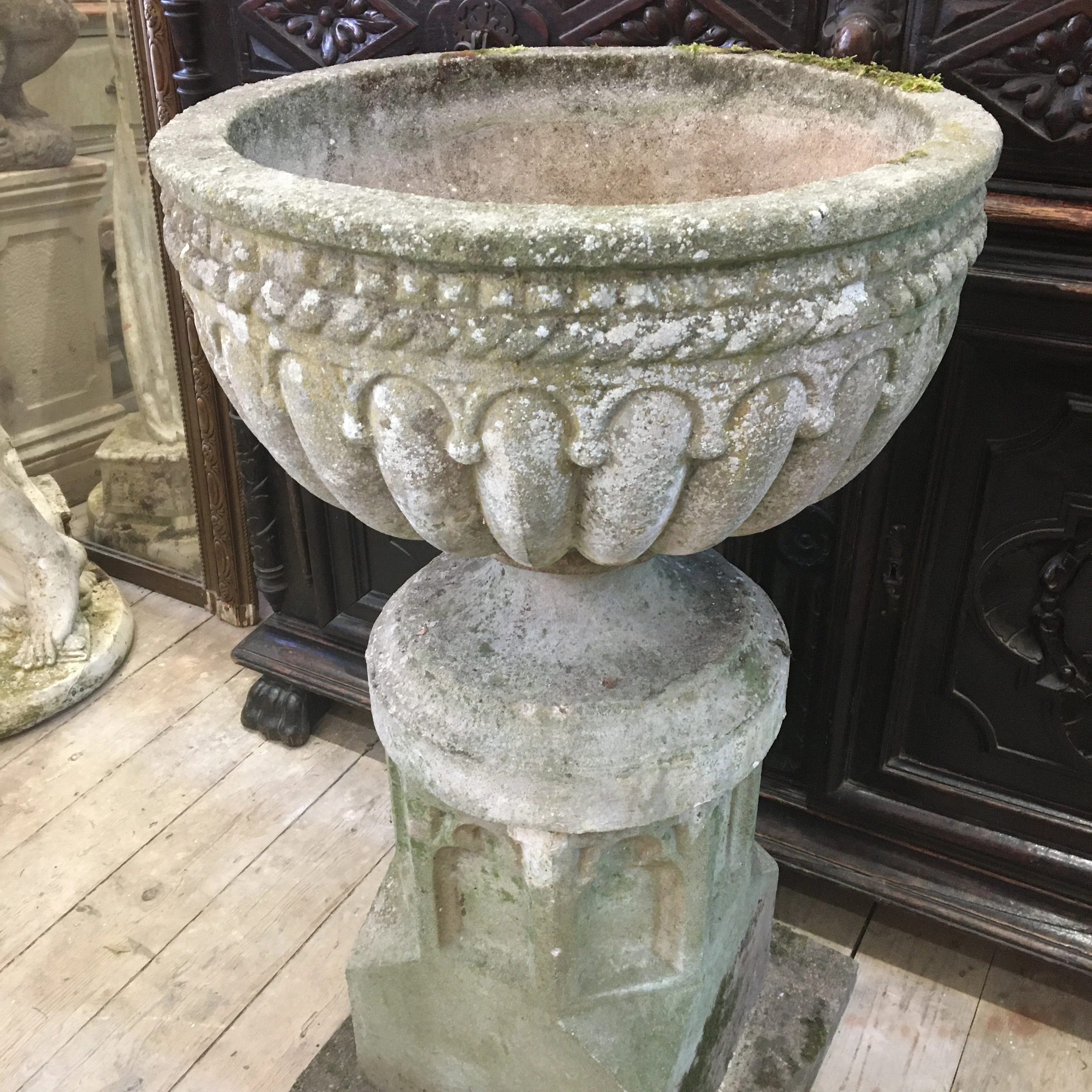 Early 20th Century Composite Stone Urn & Plinth - Image 4