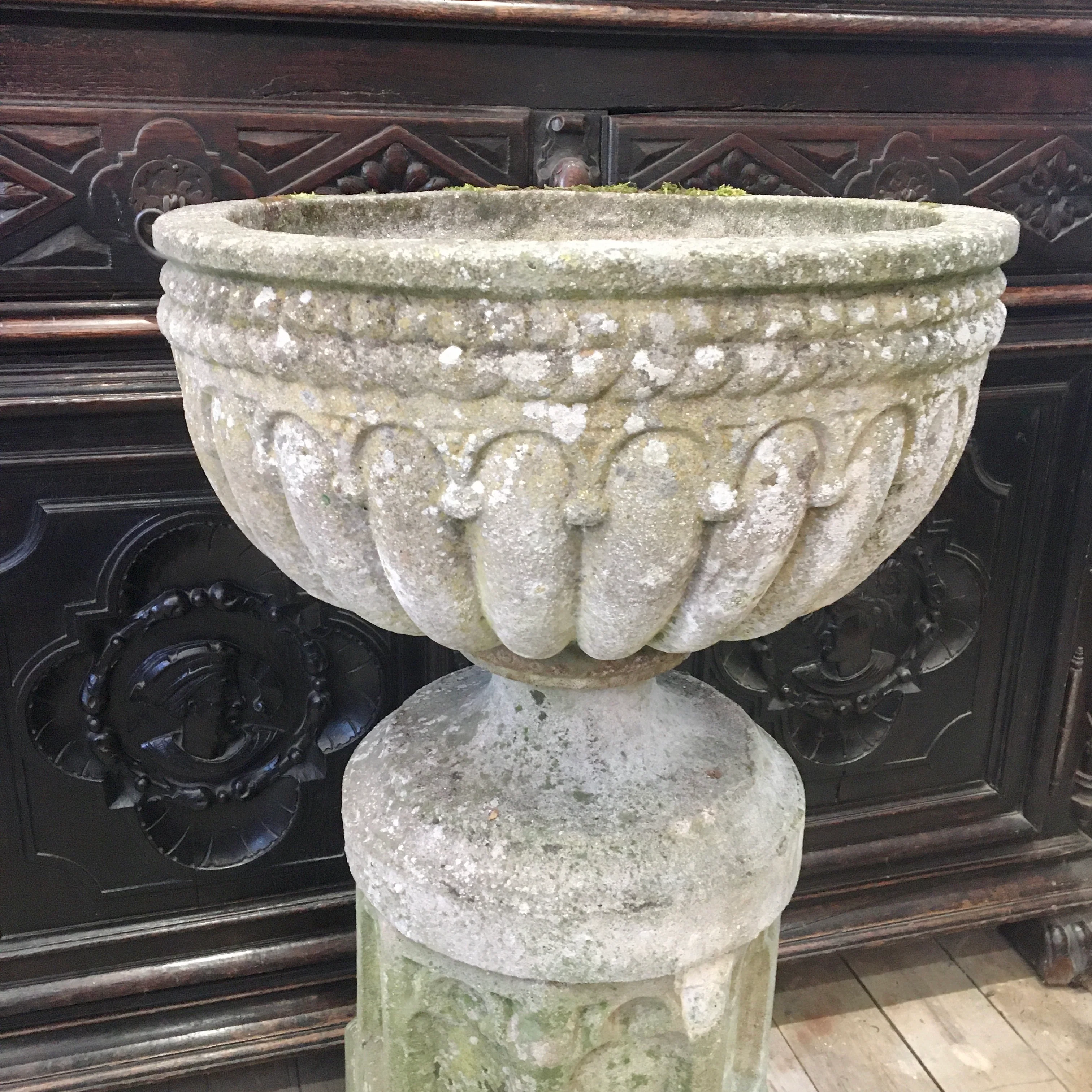 Early 20th Century Composite Stone Urn & Plinth - Image 6