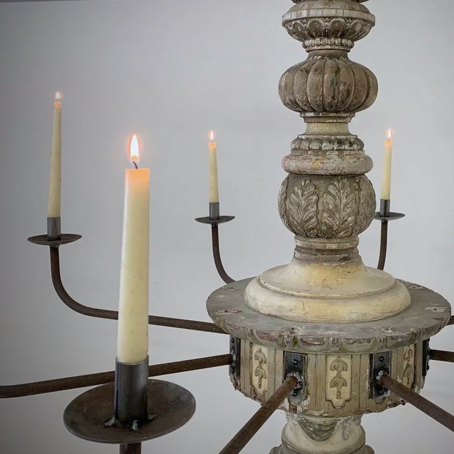 English Chandelier with Blacksmith Made Arms c.1780 - Image 3