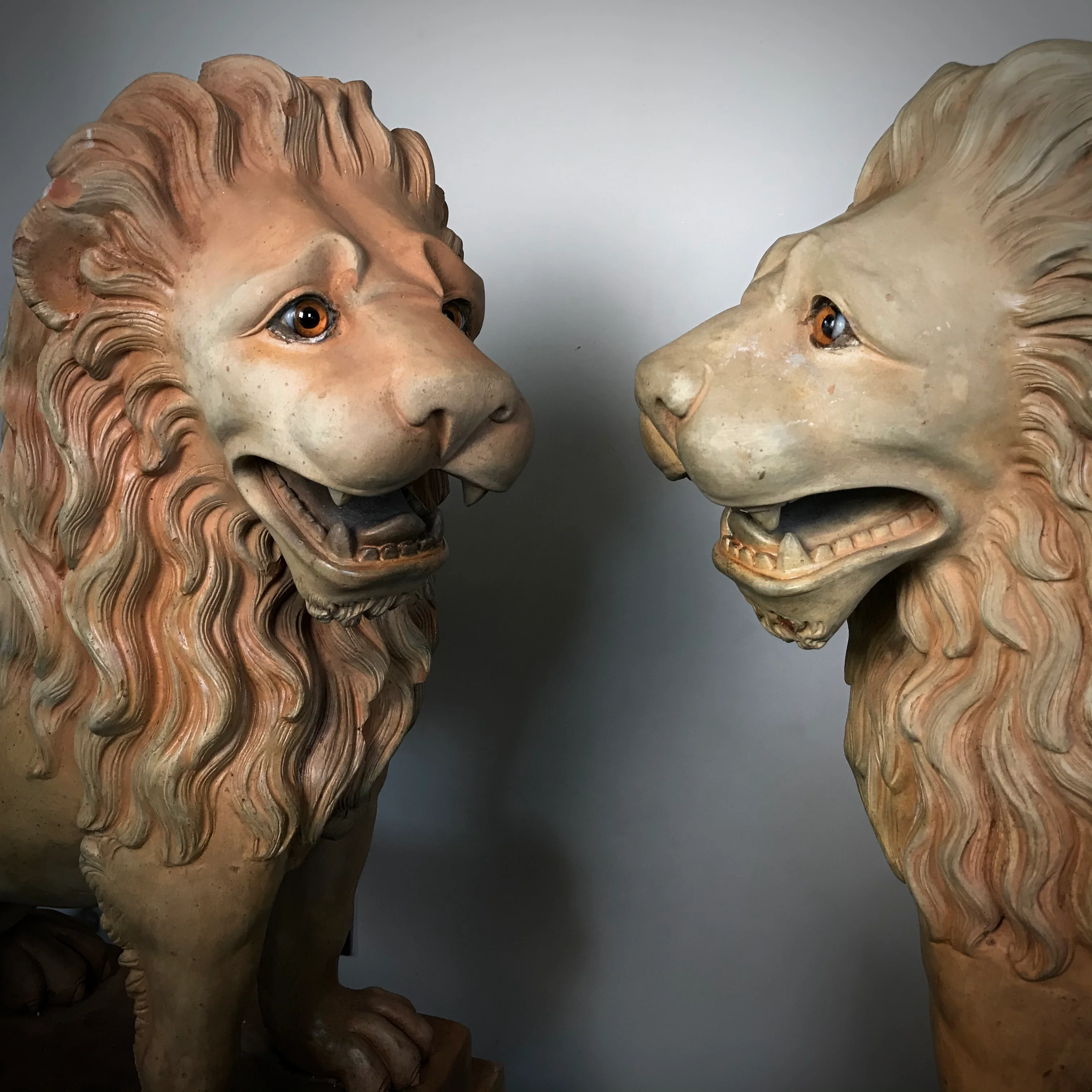 French Terracotta Lion Sculptures by Mandeville-Combeleran 1880-1905 - Image 11