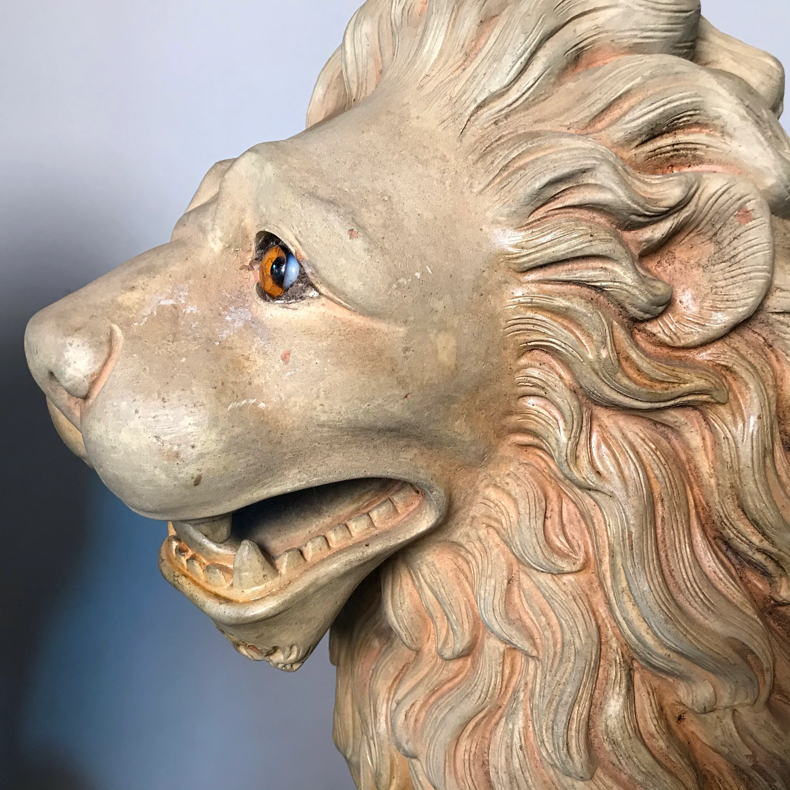 French Terracotta Lion Sculptures by Mandeville-Combeleran 1880-1905 - Image 12