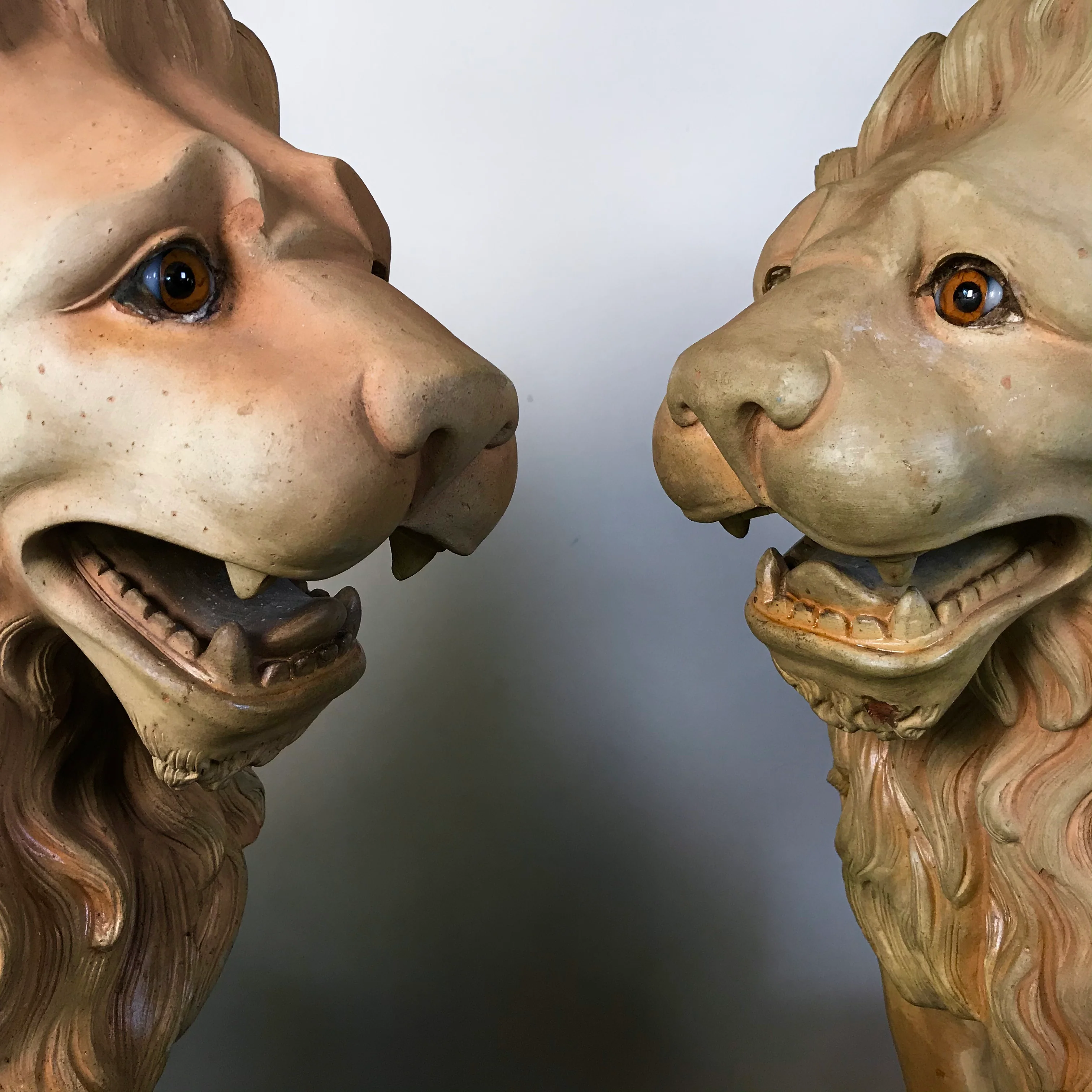 French Terracotta Lion Sculptures by Mandeville-Combeleran 1880-1905 - Image 7