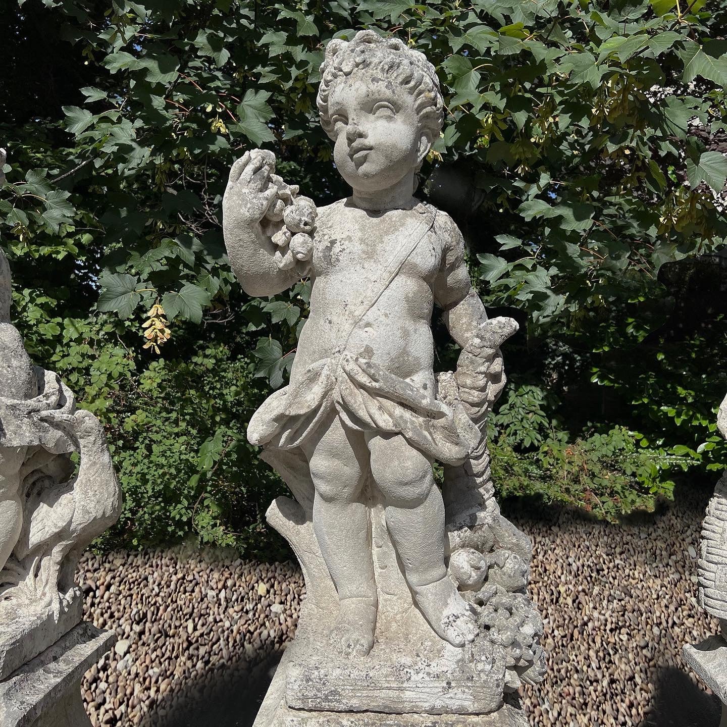 French Limestone Four Seasons Statues with Plinths c. Late 17th/Early 18th Century - Image 11