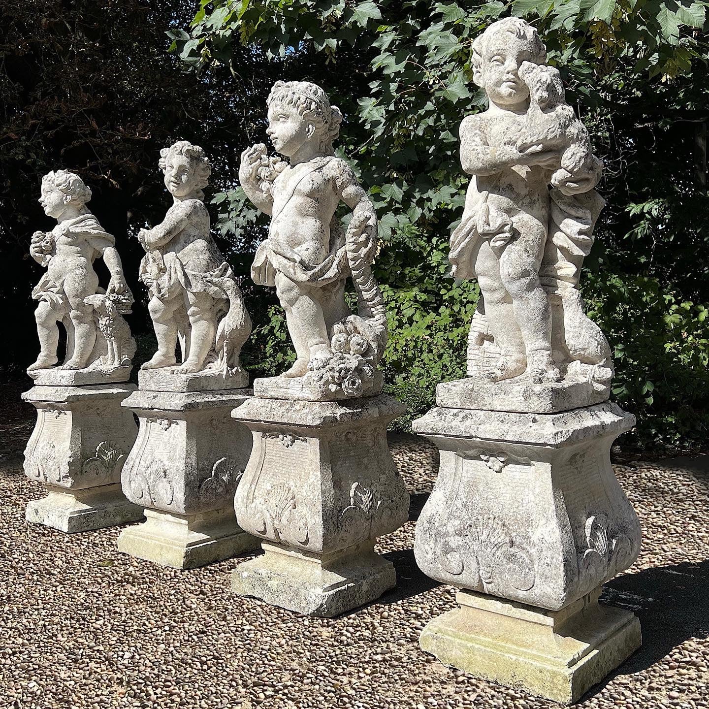 French Limestone Four Seasons Statues with Plinths c. Late 17th/Early 18th Century - Image 3