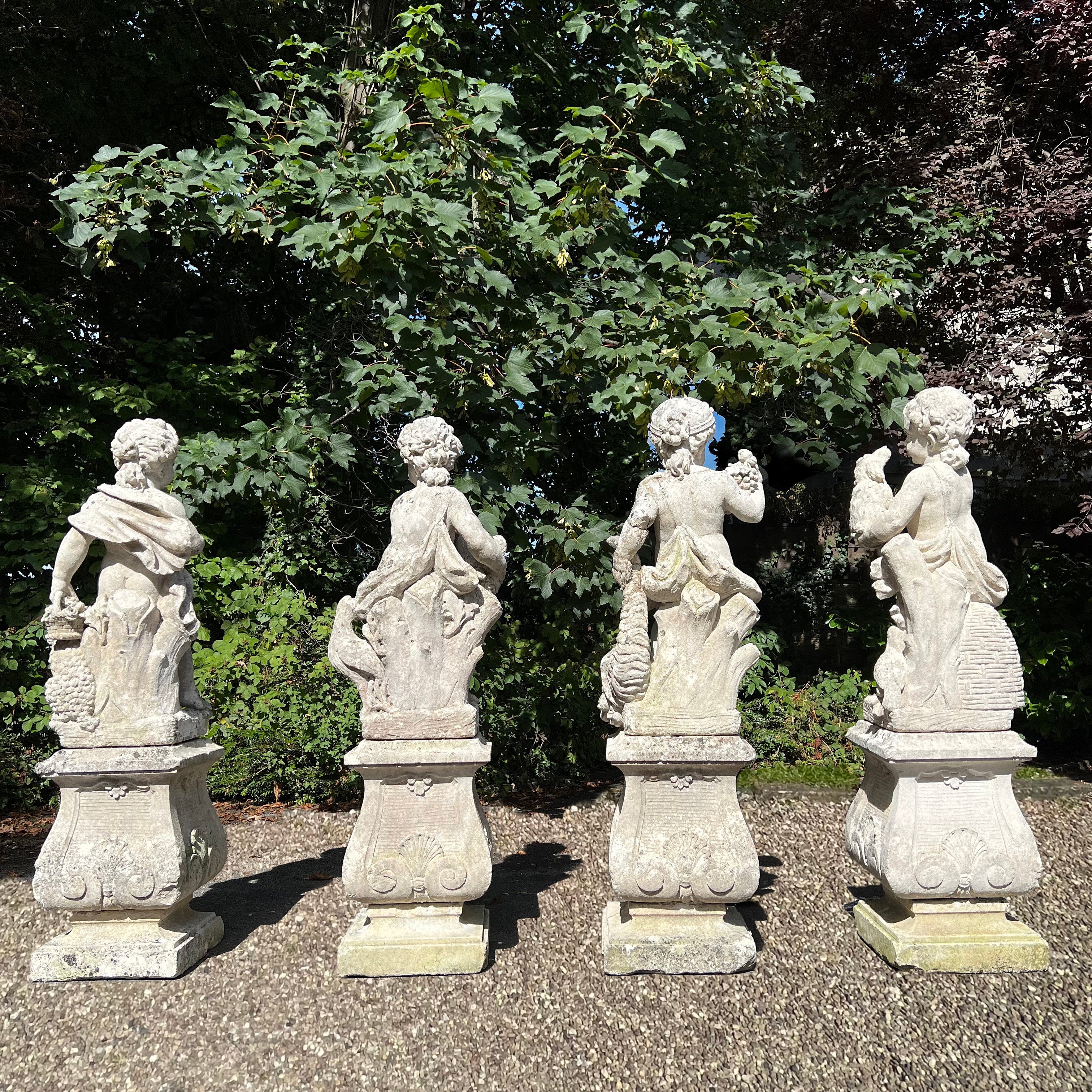 French Limestone Four Seasons Statues with Plinths c. Late 17th/Early 18th Century - Image 5