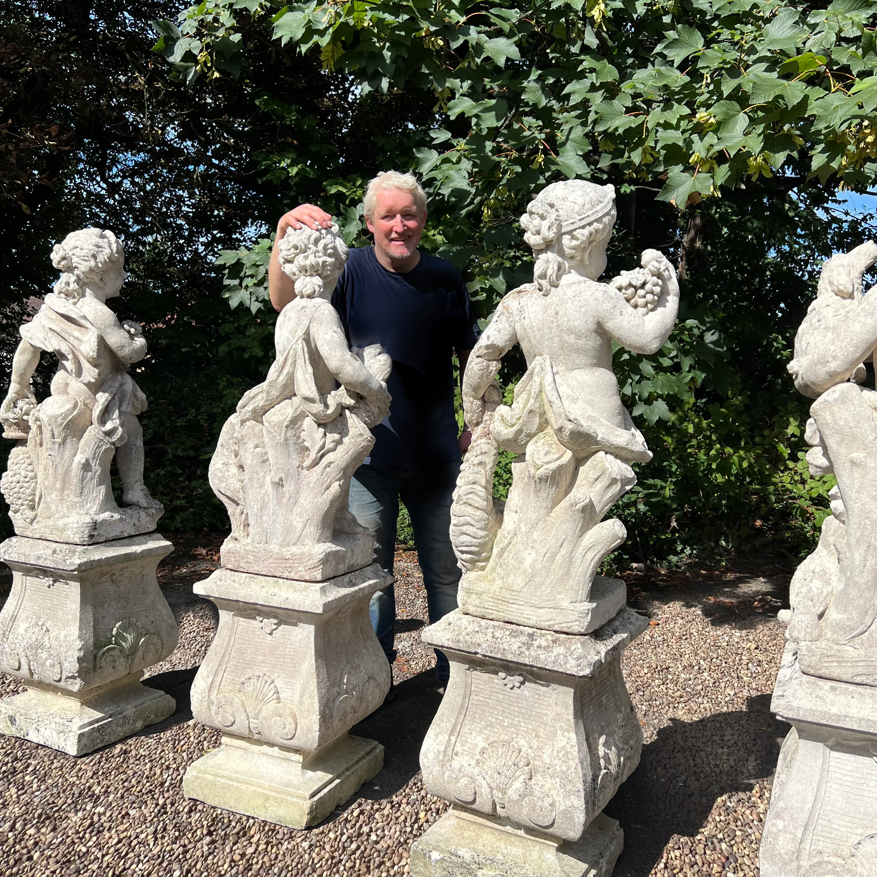 French Limestone Four Seasons Statues with Plinths c. Late 17th/Early 18th Century - Image 6