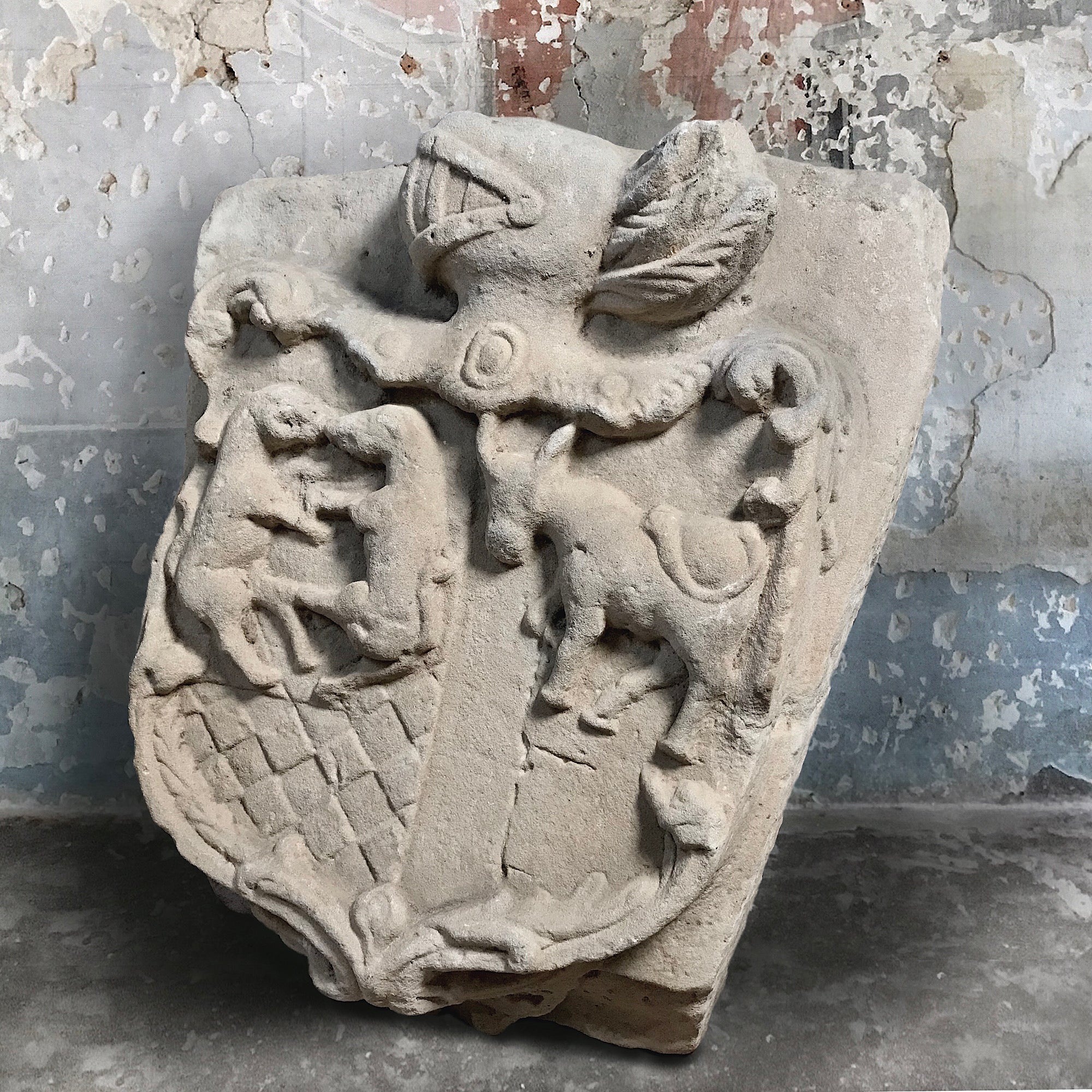 Monumental Spanish Carved Stone Heraldic Shield 16th Century - Image 6