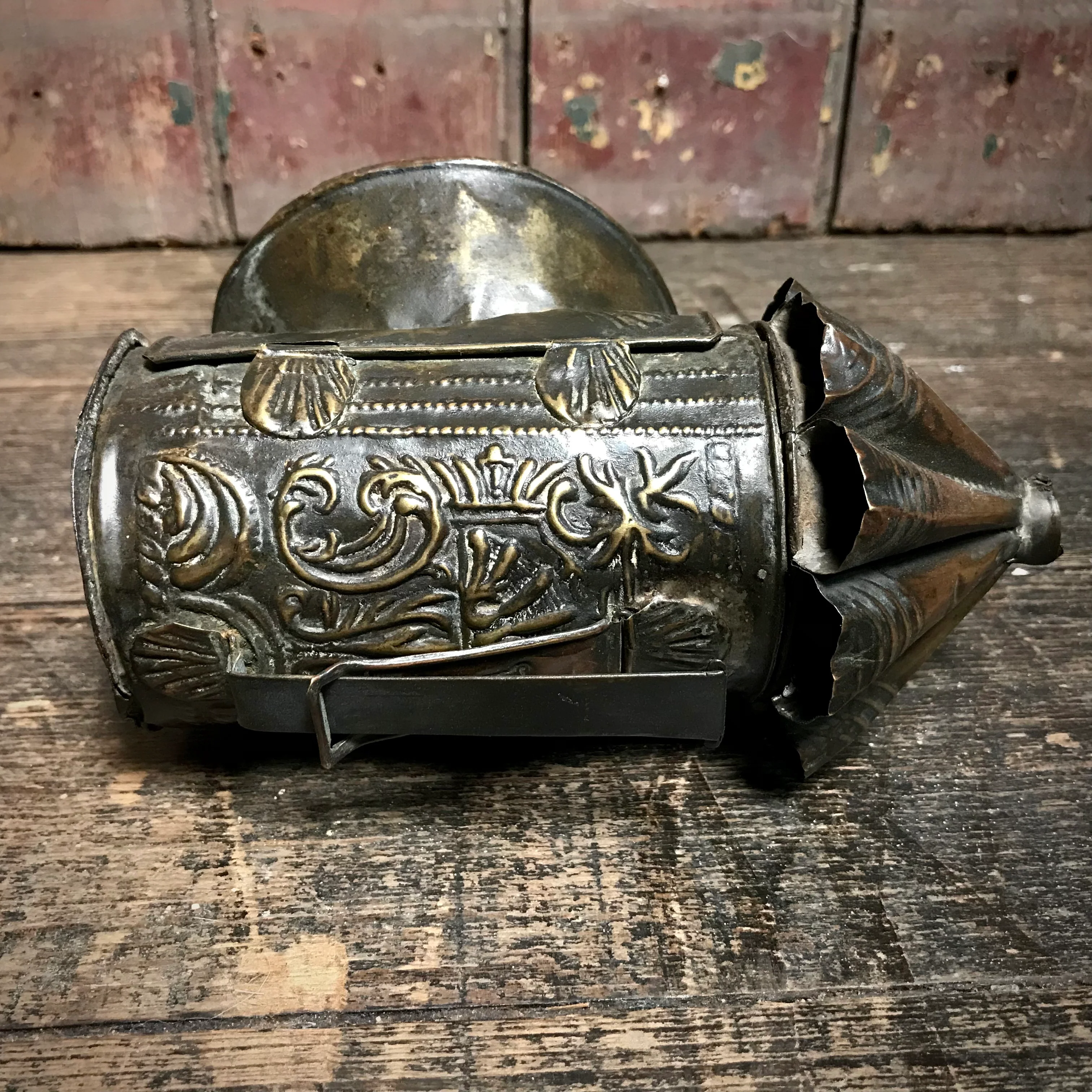 North European Repoussé Brass Candle Lantern c.1750 - Image 13