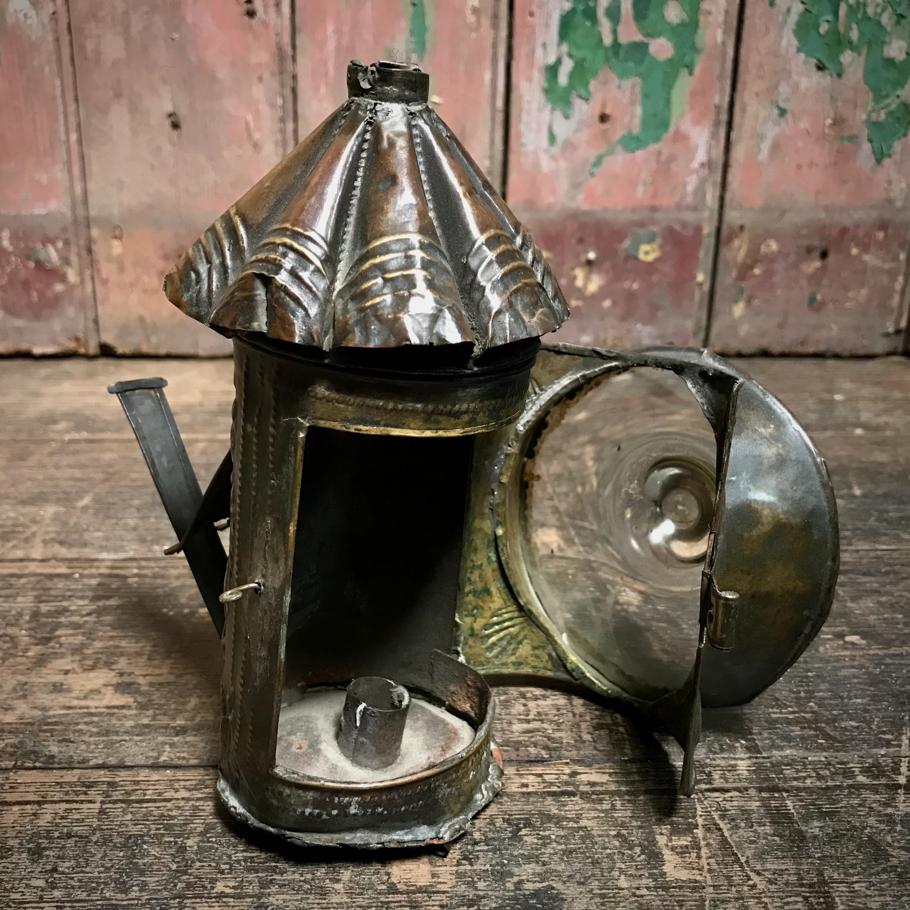 North European Repoussé Brass Candle Lantern c.1750 - Image 14