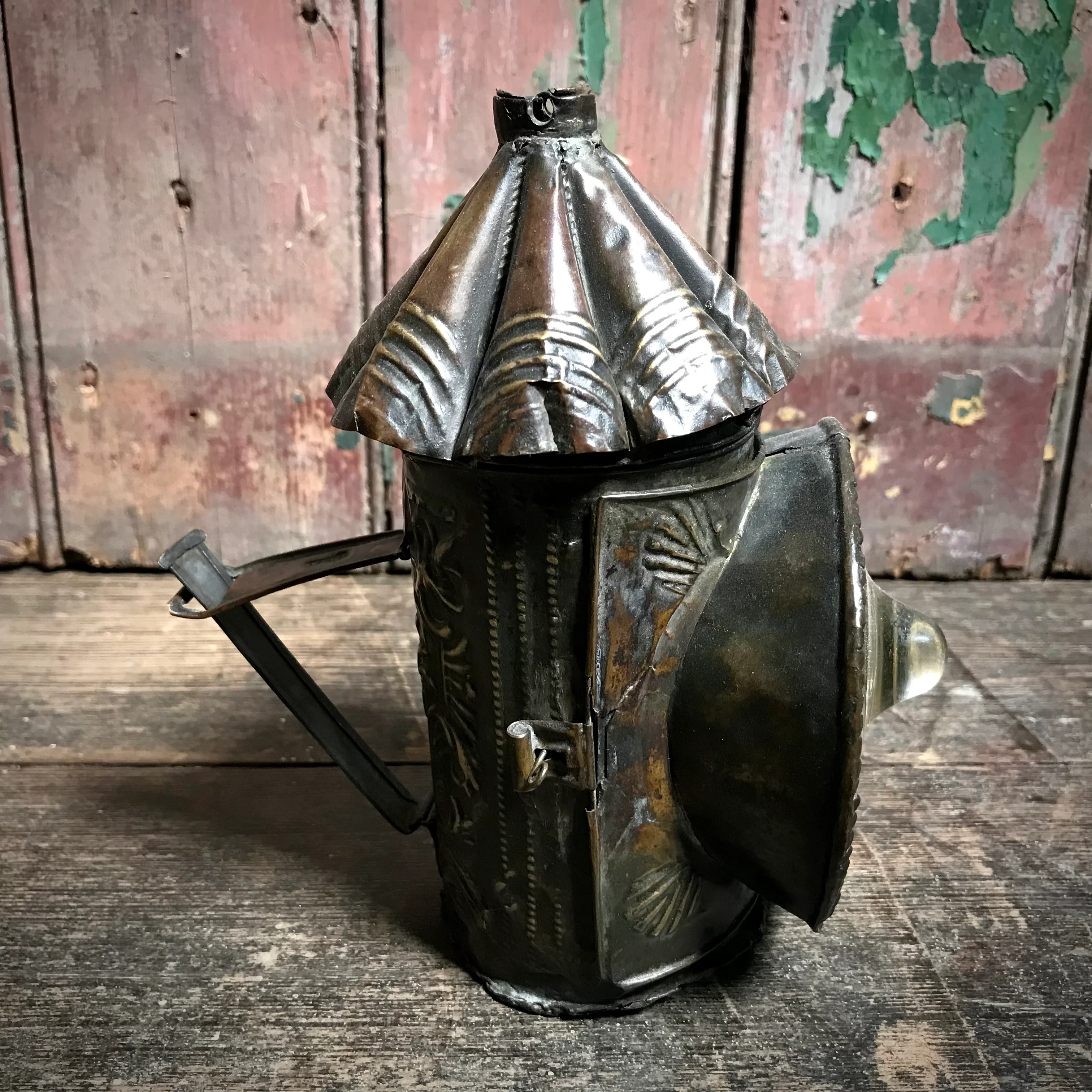 North European Repoussé Brass Candle Lantern c.1750 - Image 3