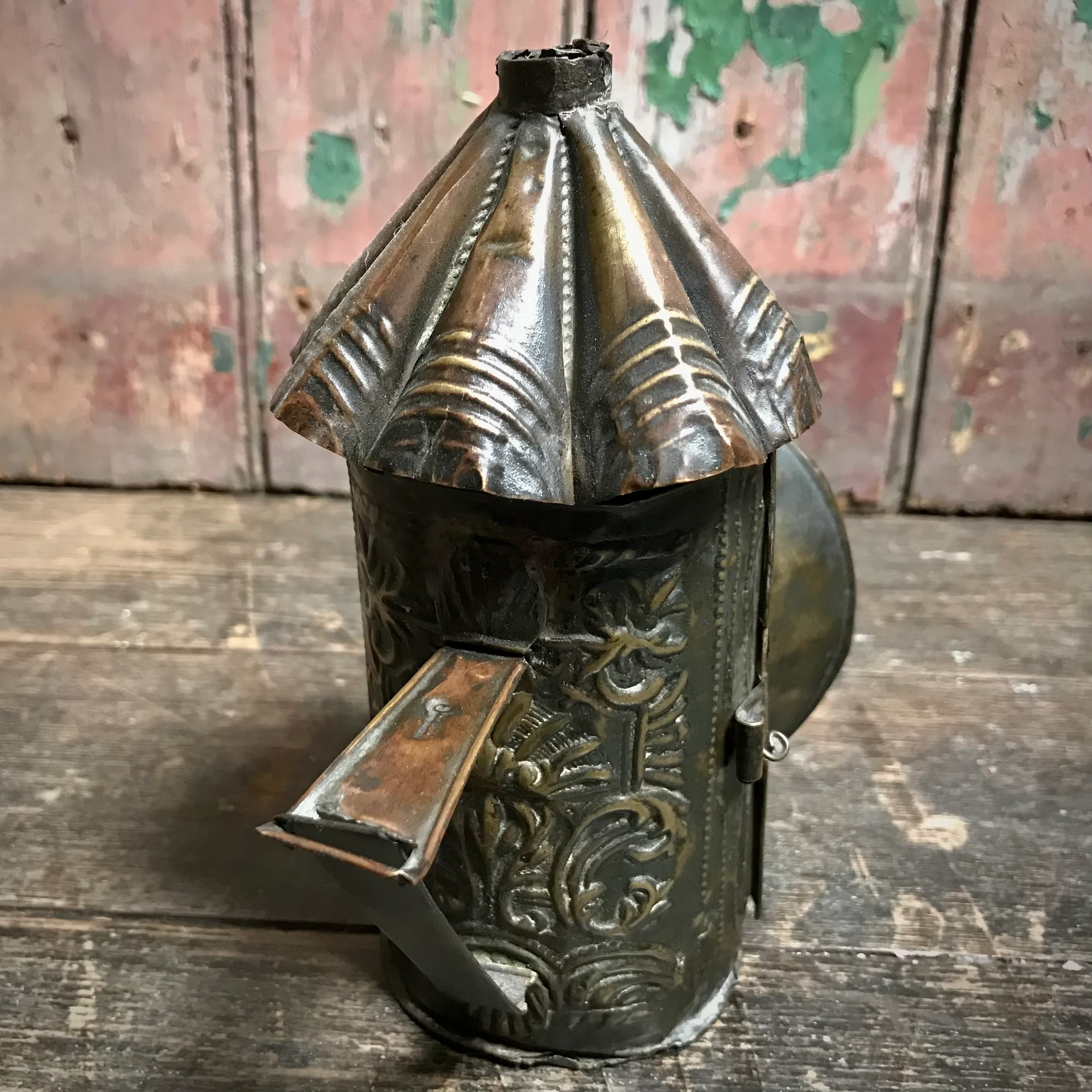 North European Repoussé Brass Candle Lantern c.1750 - Image 6