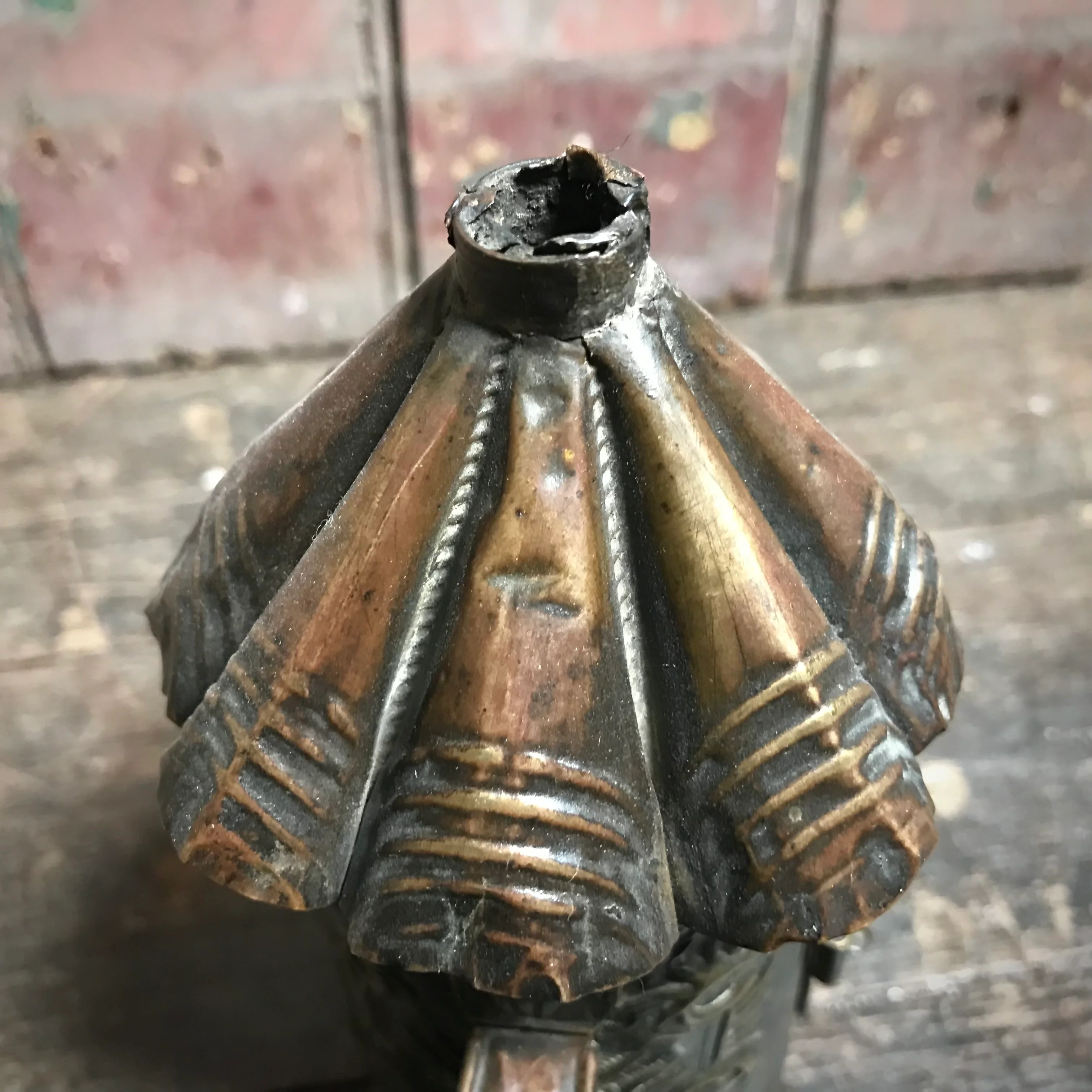 North European Repoussé Brass Candle Lantern c.1750 - Image 7