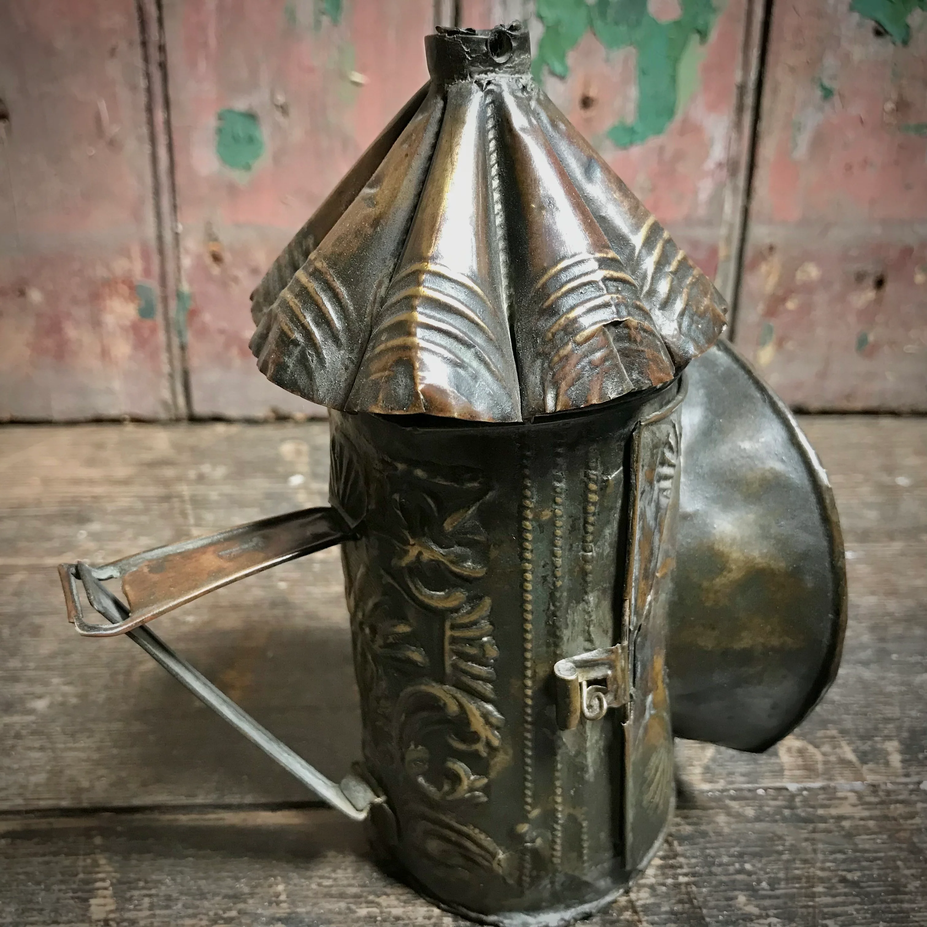 North European Repoussé Brass Candle Lantern c.1750 - Image 8