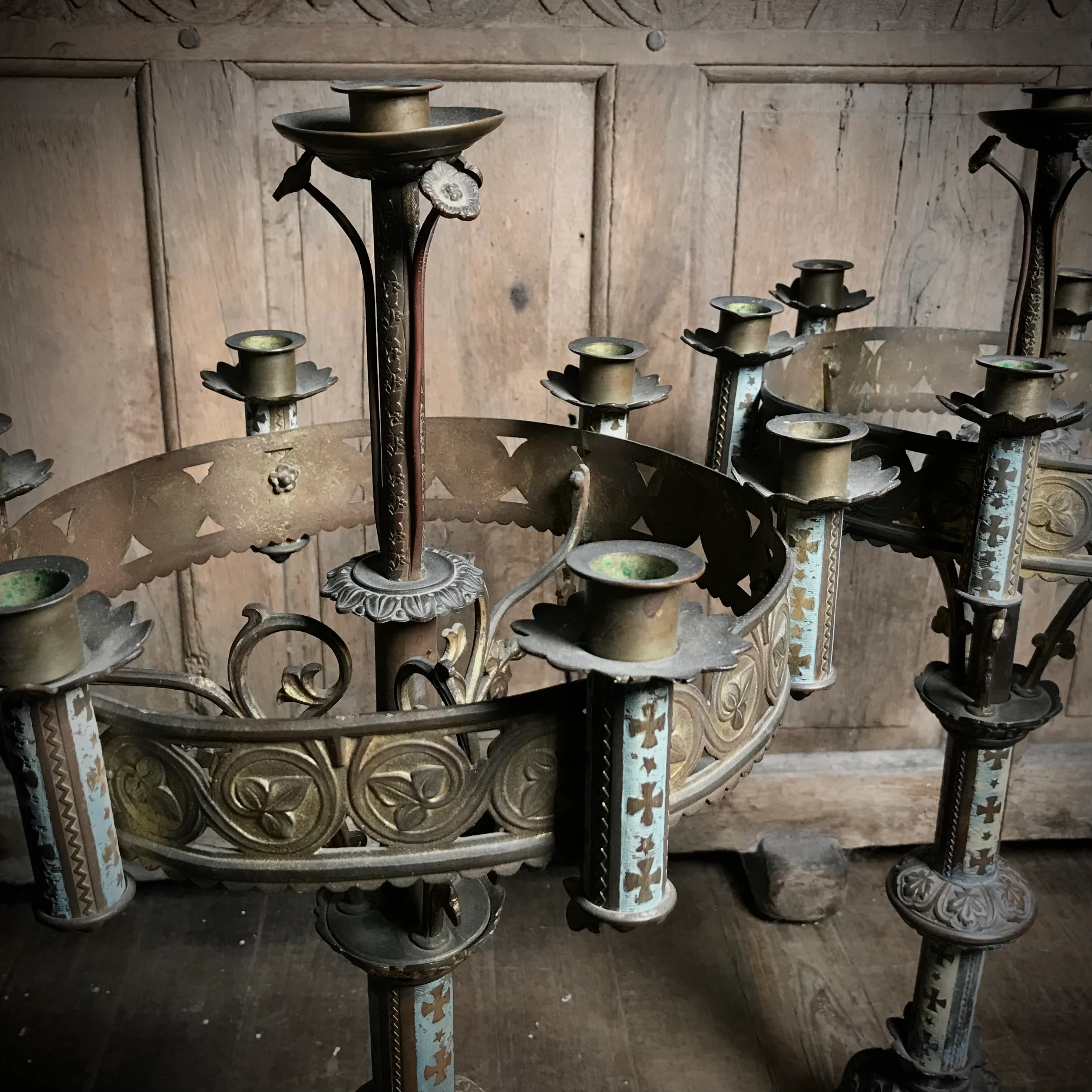 Pair of French Neo-Gothic Altar Candelabra c.1860 - Image 5