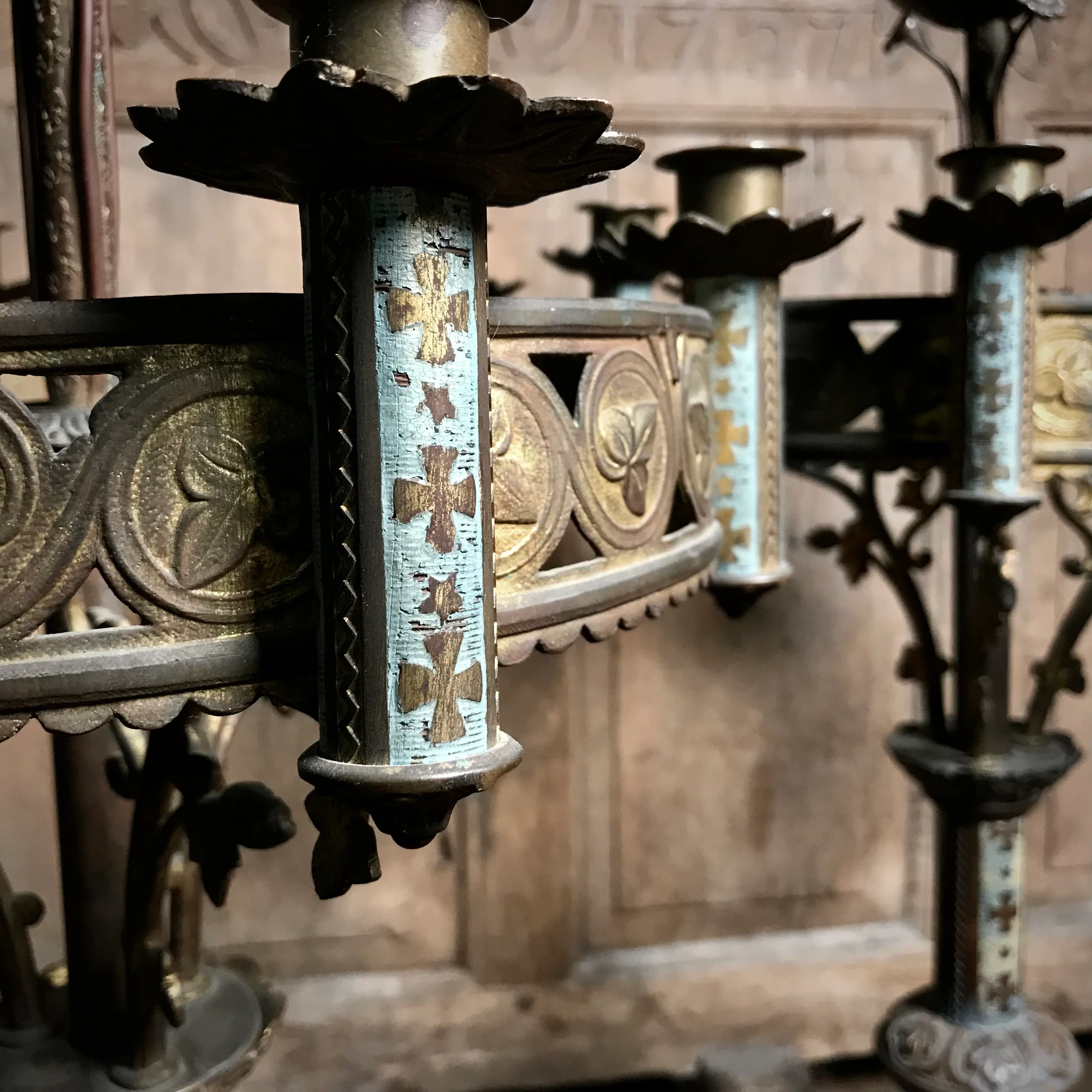 Pair of French Neo-Gothic Altar Candelabra c.1860 - Image 6