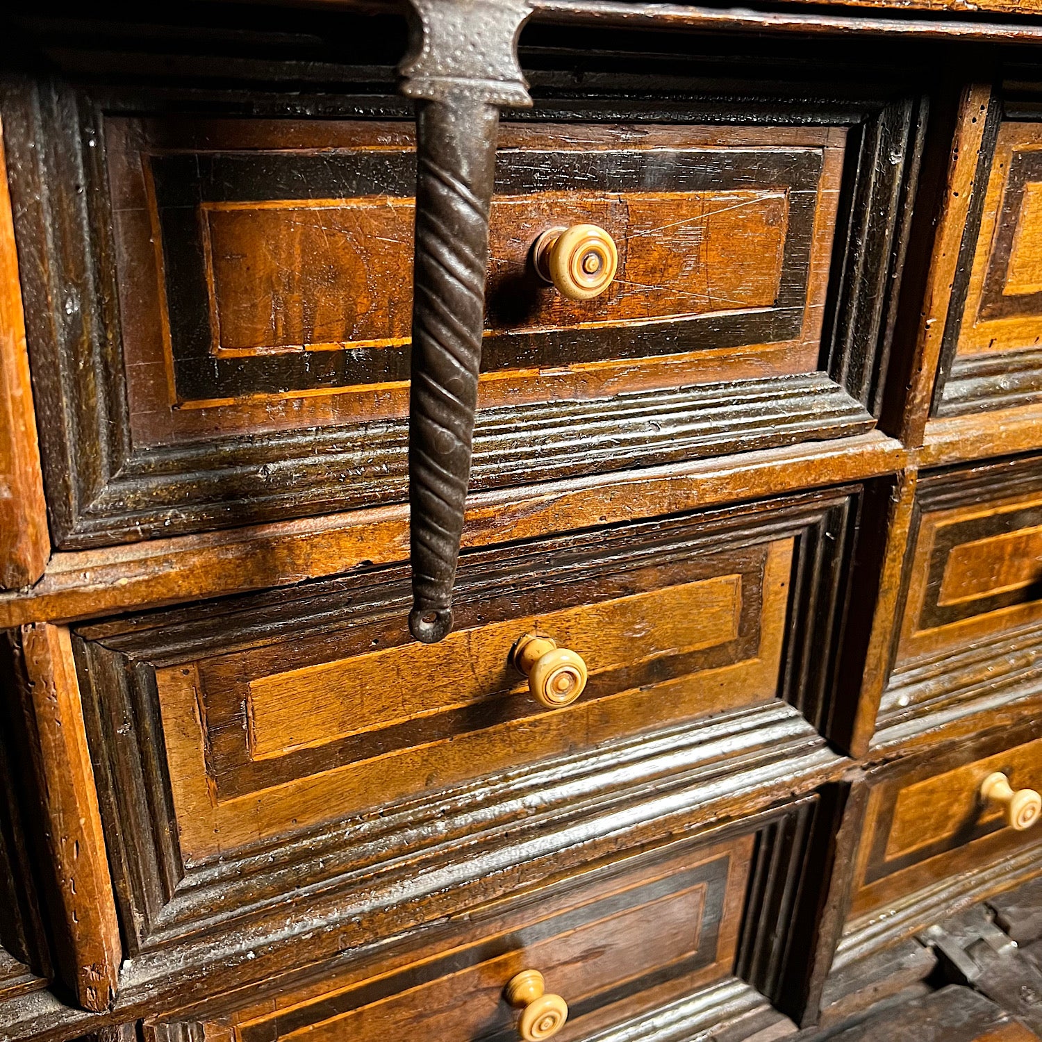 Renaissance Walnut Geometrically Inlaid Vargueno/Bargueno c.1530-1550. - Image 22