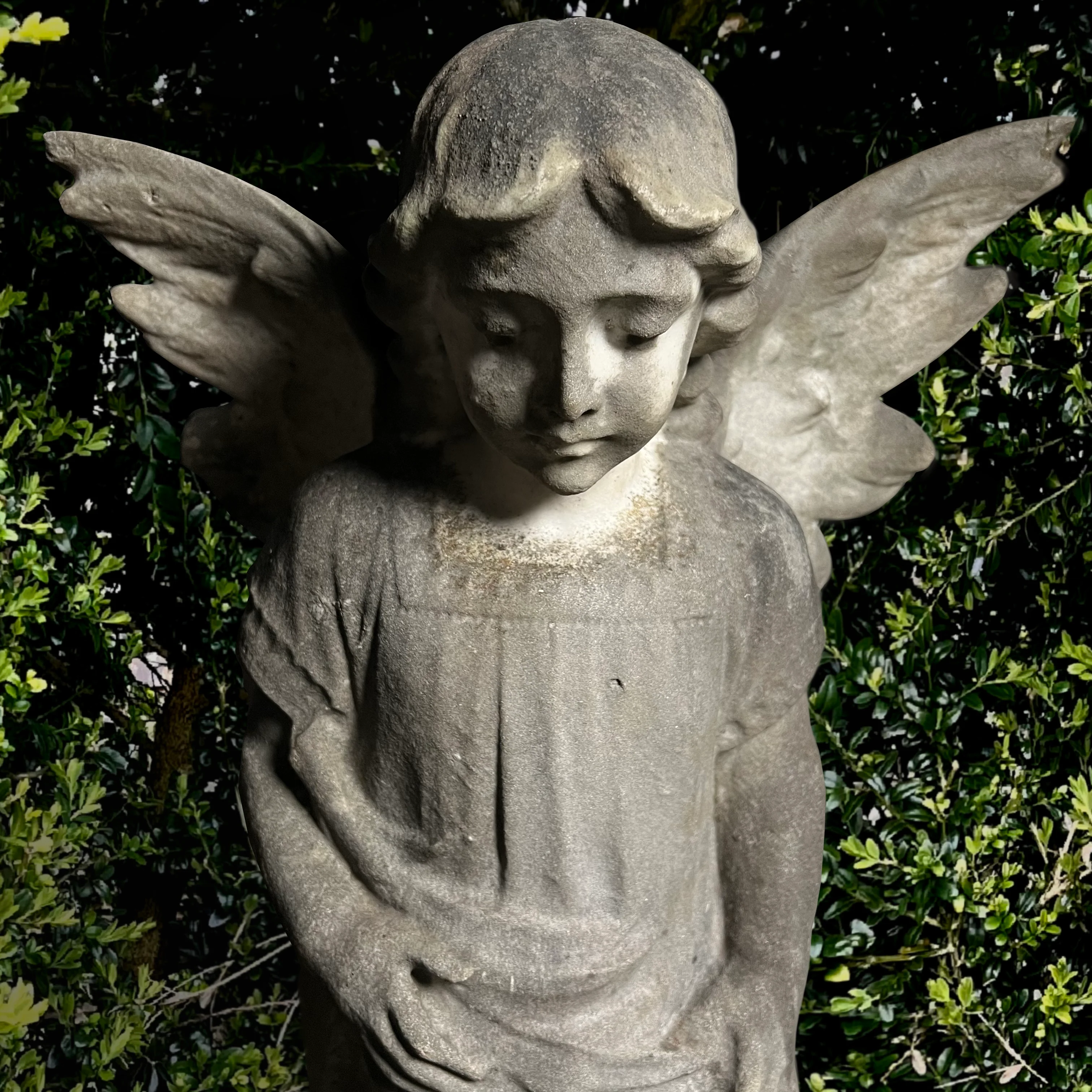 Serene French Marble Angel c.1860 - Image 4