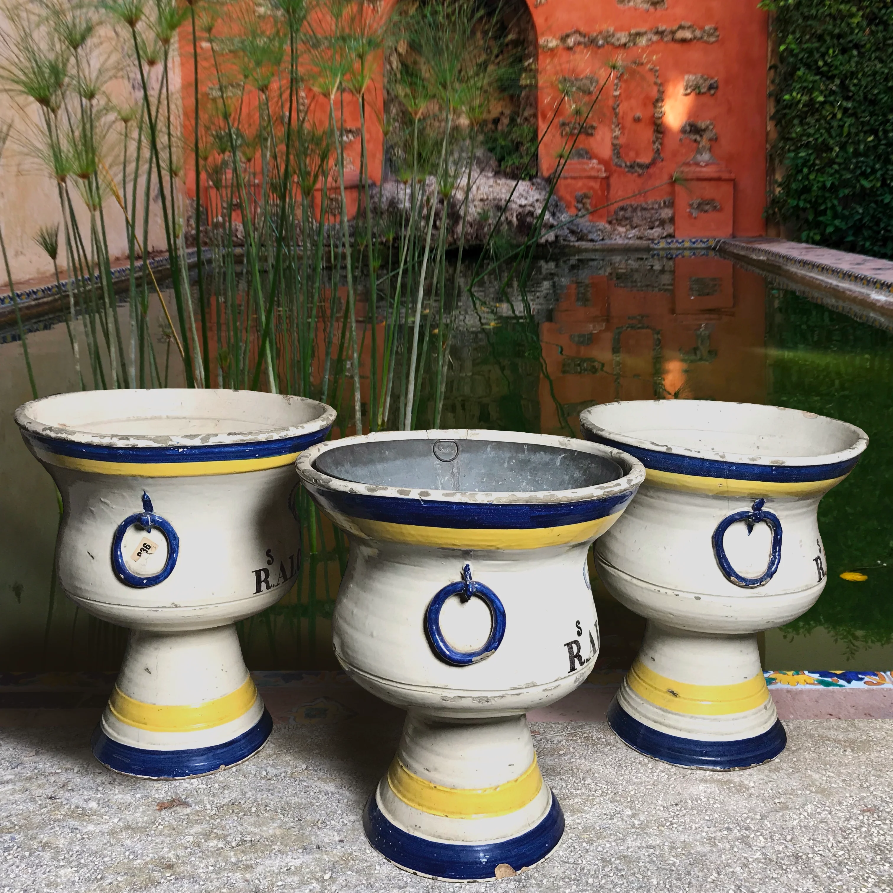 Three 19th Century Faience Spanish Campana Vases from the Real Alcázar de Sevilla (Royal Alcázar Palace of Seville) - Image 18