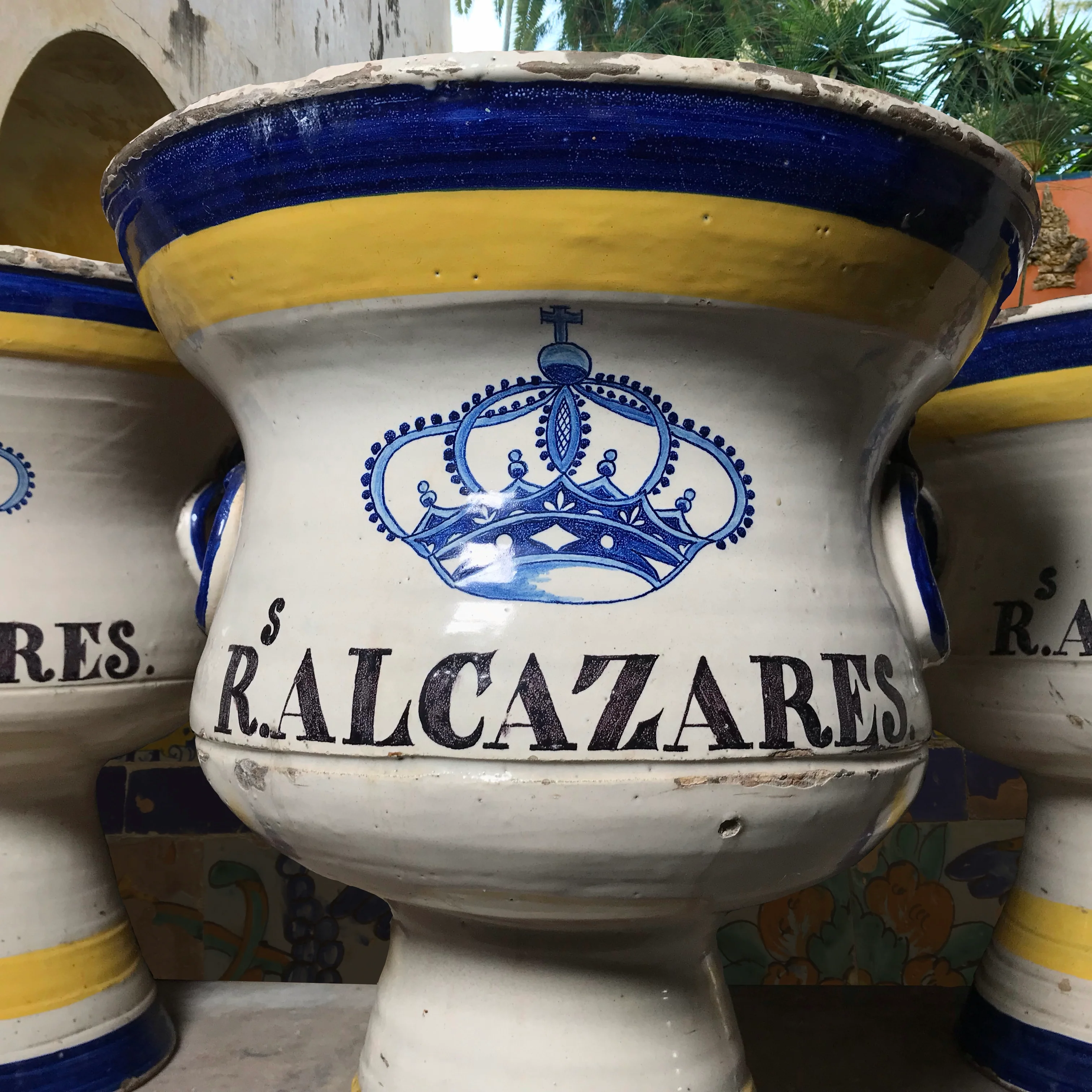 Three 19th Century Faience Spanish Campana Vases from the Real Alcázar de Sevilla (Royal Alcázar Palace of Seville) - Image 4